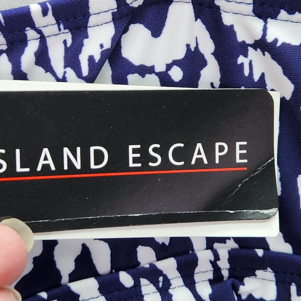 Island Escape Tankini Size 8 Navy Blue Tiered Ruffled Waist Minimizer Swimsuit - Picture 6 of 8